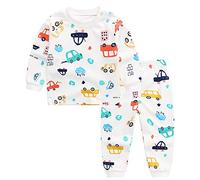 Meiju Baby Pajamas for Boy Girls, Autumn Cartoon Pattern Print Long Sleeve Clothing Set Cotton Unisex Lovely Sleepwear Clothes Outfits Trousers+ Top Shirt for 1-6 Years (80 (1-2 Years Old)),White