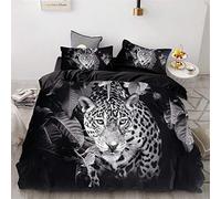 Meiju Bedding Duvet Cover Set, 3D Animal Print Easy Care Microfiber Bedding Duvet Set for Single Double King with Quilt Case x Pillowcases (Dangerous tiger,Single 2pcs-135x200cm)