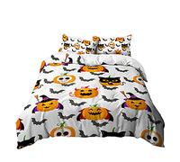 Meiju Duvet Cover Set 3 Piece for Single Double Super King Size Bed, 3D Halloween Printed Bedding Set Microfibre Bed Set with Quilt Case and Pillowcases 50x75cm (Pumpkin,200x200cm)
