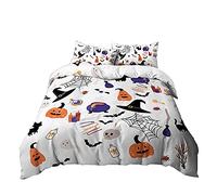 Meiju Duvet Cover Set 3 Piece for Single Double Super King Size Bed, 3D Halloween Printed Bedding Set Microfibre Bed Set with Quilt Case and Pillowcases 50x75cm (Skull,180x220cm)