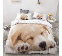 Meiju Duvet Cover Set Bedding Duvet Cover with Pillowcases for Double King Single Bed Microfiber Bedroom Duvet Set 3D Pet Print (200x200cm,puppy)