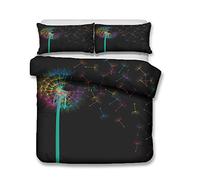 Meiju Duvet Cover Set Bedding Pillowcases Set, Single Bed Double King Bed Microfiber Duvet Set - Flowers 3D Printing (Multicolor,135x200cm(2pcs))