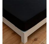 Meiju Plain Fitted Sheets Extra Deep 27 cm, Simplicity Solid Color Bedding Microfiber Soft Easy Care Wrinkle Fade Resistant Bed Sheets for Single Double King Size (Black,150x200x27cm)