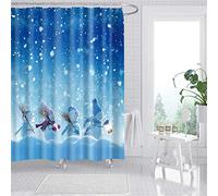 Meiju Shower Curtains Mould Proof Resistant Washable Bath Curtain for Bathroom with 12pcs Hooks Anti-mold Polyester Fabric Home Decor (120x180cm,E)