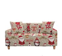Meiju Sofa Cover 1 2 3 4 Seater Furniture Protector, Christmas Print Slipcovers Stretch Elastic Fabric Armchair Loveseat Couch Covers Non Slip Washable Pet Dog (Christmas zoo,2 Seater:145-185cm)