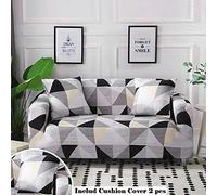 Meiju Sofa Slipcovers Stretch Fabric 3 Seater, Retro Geometric L Shaped Corner Sofa Furniture Protector Removable Washable Settee Cover Sets + 2 x Cushion Cover (4 Seater,Classic)