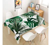 Meiju Tablecloths Rectangular, 3D Tropical lLeaves Wipeable Table Cover Home Decoration Washable Waterproof Wrinkle Resistant for Parties Dining Tables (Turtle Leaf,140x200cm)