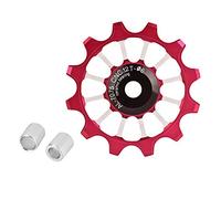 MEIJUN Aluminum Alloy Bicycle Rear Derailleur Pulley Guide Wheel With Ceramic Bearing For 7 8 9 10 Speed Bikes 5 Cm Diameter Silent Efficient Durable Black (Red)