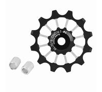 MEIJUN Aluminum Alloy Bicycle Rear Derailleur Pulley Guide Wheel With Ceramic Bearing For 7 8 9 10 Speed Bikes 5 Cm Diameter Silent Efficient Durable Black (Black)