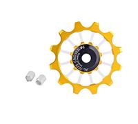 MEIJUN Aluminum Alloy Bicycle Rear Derailleur Pulley Guide Wheel With Ceramic Bearing For 7 8 9 10 Speed Bikes 5 Cm Diameter Silent Efficient Durable Black (Gold)