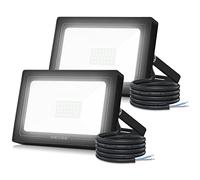 MEIKEE 2 Pack 25W LED Security Floodlight, IP66 Waterproof, 2100LM, 6500K Daylight White, Black, 14.5 x 8.5 x 17 cm, Outdoor