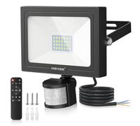MEIKEE 25W Security Lights with Motion Sensor 2350 Lumen Dimmable PIR Floodlights Outdoor Lights 12m PIR Detection Button & Remote Adjustable IP66 Waterproof for Garden Corridor Entrance Backyard