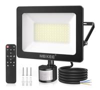 MEIKEE 80W Security Lights with Motion Sensor 7865 Lumen Dimmable PIR Floodlights Outdoor Lights 12m PIR Detection Button & Remote Adjustable IP66 Waterproof for Garden Corridor Entrance Backyard