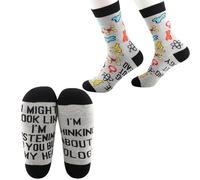 MEIKIUP 2 Pairs Biology Socks Biologist Gifts I'm Thinking About Biology Chemistry Lover Gifts Scientist Teacher Novelty Socks (Biology Socks-UK)