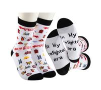 MEIKIUP 2 Pairs Firefighter Socks in My Firefighter Era Fireman Socks Firefighter Graduation Gift for Men Fire Sock Flame Sock (UK, Numeric, 10.5, 11, Regular, Regular, Firefighter Socks-UK)