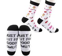 MEIKIUP 2 Pairs Just a Slut for Good Smut Socks Smut Book Reader Gifts Spicy Book Lovers Gift Dark Romance Bookish Novelty Sock (Smut Book Socks-UK)