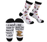 MEIKIUP 2 Pairs Line Dance Socks Line Dancing Country Gifts for Dancer I Kinda Sorta Maybe Have a Slight Line Dancing Obsession (Line Dance Socks-UK)