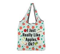 MEIKIUP Apple Lover Gifts Fruit Reusable Grocery Bag I Just Really Like Apples Foldable Bag Fruit Farmer Gift Apple Pattern Bag (Apple F-Bag-UK)