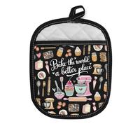 MEIKIUP Baking Oven Mitts Bake the World a Better Place Baker Gifts Baking Lover Gifts Pastry Chef Gift Funny Baking Pot Holder (Baker Holder-UK)