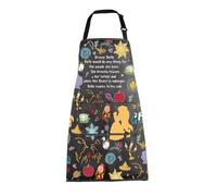 MEIKIUP Beauty Beast Merch Princess Belle Apron Beauty Movie Inspired Gift for Fairy Tale Lover Fans Belle Rose Apron for Women (B&tB Apron-UK)
