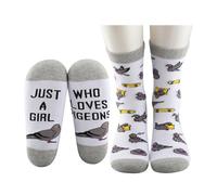 MEIKIUP Bird Socks Just a Girl Who Loves Pigeon Socks for Pigeon Lover Pigeon Keeper Gift Bird Watching Gift for Pigeon Fancier (UK, Numeric, 10.5, 11, Regular, Regular, Pigeon Socks-UK)