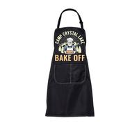 MEIKIUP Camp Crystal Lake Bake Off Aprons Friday Horror Movie Fans Gift Horror Kitchen Apron with Pockets Camping Cooking Apron (Horror Movie Apron-UK)