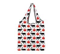 MEIKIUP Canada Moose Reusable Shopping Bag Maple Leaf Gift Canada Souvenir Tote Bags Moose Lovers Gifts Canada Travel Trip Gift (Moose F-Bag-UK)