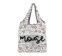 MEIKIUP Cartoon Mouse Reusable Shopping Grocery Bag with Pouch Foldable Magical Kingdom Family Vacation Gift for Fairy Tale Fan (Cartoon Mouse F-Bag-UK)