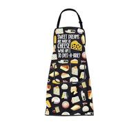 MEIKIUP Cheese Apron Cheese Food Lover Gift Cheese Kitchen Baking Aprons with Pockets Sweet Dreams are Made of Cheese Chef Gift (Cheese Apron-UK)