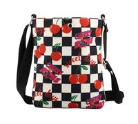 MEIKIUP Cherry Gifts for Girls Cherry Crossbody Bag Chess Board Sling Bag Chess Print Small Crossbody Purse (Cherry Crossbody-UK)