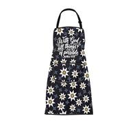 MEIKIUP Christian Apron with God All Thing Possible Matthew 19:26 Bible Verse Gift Religious Kitchen Apron Jesus Christian Gift (Matthew 19:26 Apron-UK)