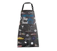 MEIKIUP Coastal Gifts Cruise Ship Apron Let's Get Ship Faced Funny Sea Marine Boat Gift Nautical Gift for Boaters Coastal Apron (Coastal Apron-UK)