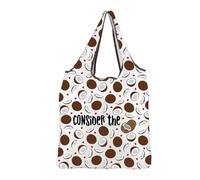 MEIKIUP Consider the Coconuts Gifts for Beach Lovers You're Welcome Hawaiian Reusable Grocery Bags Fruit Print Foldable Shopping Bag (Coconut F-Bag-UK)