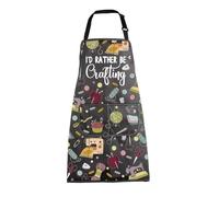 MEIKIUP Crafter Gift I'd Rather Be Crafting Apron with Pocket Craft Lover Gift for Sewer Knitter Crochet Craft Apron Sewing Gift (Crafting Apron-UK)