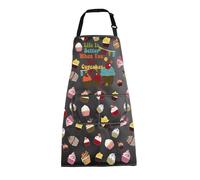 MEIKIUP Cupcakes Apron Life Is Better When You Eat Cupcakes Baking Gift for Dessert Lovers Cupcake Queen Gift Baking Kits Apron (Cupcakes Apron-UK)