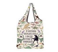MEIKIUP Dinosaur Reusable Grocery Bag Dinosaur Gift for Dino Lover Foldable Tote Bag Prehistoric Animals Gifts for Paleontology (Dinosaur F-Bag-UK)