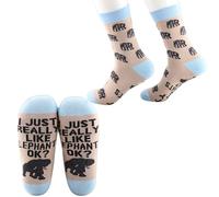 MEIKIUP Elephant Sock Funny Elephants Lover Gift 2 Pairs I Just Really Like Elephant Ok Novelty Socks for Animal Lover Gift (Elephant Socks-UK)