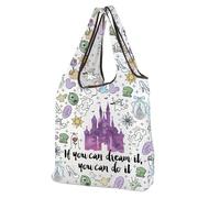 MEIKIUP Enchanted Kingdom Foldable Tote Bag Vacation Trip Gifts Fairy Tale Fans Gifts Magical Kingdom Travel Beach Shoulder Bag (Magical Kingdom F-Bag-UK)