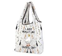 MEIKIUP Funny Duck Reusable Grocery Bag Duck Hunter Gifts Lightweight Tote Foldable Shoulder Bag Cute Duck Gift for Duck Lovers (Duck F-Bag-UK)