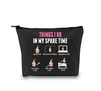 MEIKIUP Funny K-pop Lover Gift K-pop Merchandise Korean Drama Fan Gift K-Drama Women Makeup Bag, Spare Time K-pop Bag Black, Modern