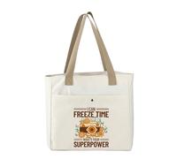 MEIKIUP Funny Photographer Gifts Photography Large Tote Bag I Can Freeze Time What's Your Superpower Photography Lover Gifts (Photography TOTE-UK)