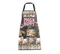 MEIKIUP Funny Pig Gifts BBQ Grilling Apron for Pig Lovers Gifts Pigs Make Me Happy Pig Apron with Pockets BBQ Grill Lover Gifts (Pigs Apron-UK)