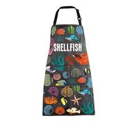 MEIKIUP Funny Shellfish Apron Sea Shell Gifts for Shell Lover Marine Gift Coastal Kitchen Apron with Pockets Oyster Shell Apron (Shellfish Apron-UK)