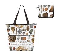 MEIKIUP Geologist Tote Bag Rock Collector Gift Geological Engineer Foldable Bag Fossils History In The Rocks, Rock FB, One Size, Modern