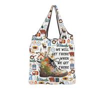 MEIKIUP Hiking Foldable Reusable Grocery Bags for Camping Lover Gift We Will Get There When We Get There Outdoor Adventure Gift (Hiking F-Bag-UK)
