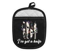 MEIKIUP Horror Oven Mitts I've Got a Knife Funny Pot Holder Horror Movie Lover Gift Horror Killer Baking Gloves Baker Oven Pads (Horror Movie Holder)