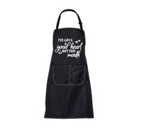 MEIKIUP I've Got a Good Heart but This Mouth Apron for Women Men Cooking Aprons with Pockets Funny Sassy Kitchen Grilling Gifts (Sarcastic Quote Apron-UK)