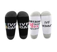 MEIKIUP IVF Socks Transfer Day Couples Gifts Pregnancy Gift IVF Transfer Socks for IVF Mom and Dad Infertility Warrior Sock (IVF Mom Dad Socks-UK)