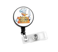 MEIKIUP Just Say Yes Chef and Do It Id Funny Duck Badge Reel Duck Fans Gift Cartoon Duck Chef Badge Holder Retractable Clip (Duck Badge-UK)
