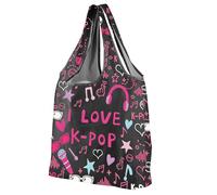 MEIKIUP K-Pop Folding Tote Bag Korean Music Fan Gift K-Pop Team Gift K-Pop Singer Merchandise Concert Reusable Grocery Shopping Bag
